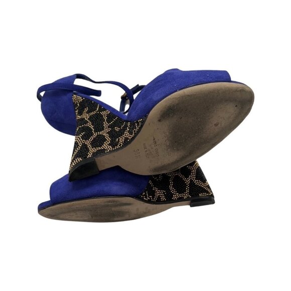 Sergio Rossi cobalt blue studded suede heels size 38.5 / KILO - Picture 4 of 8